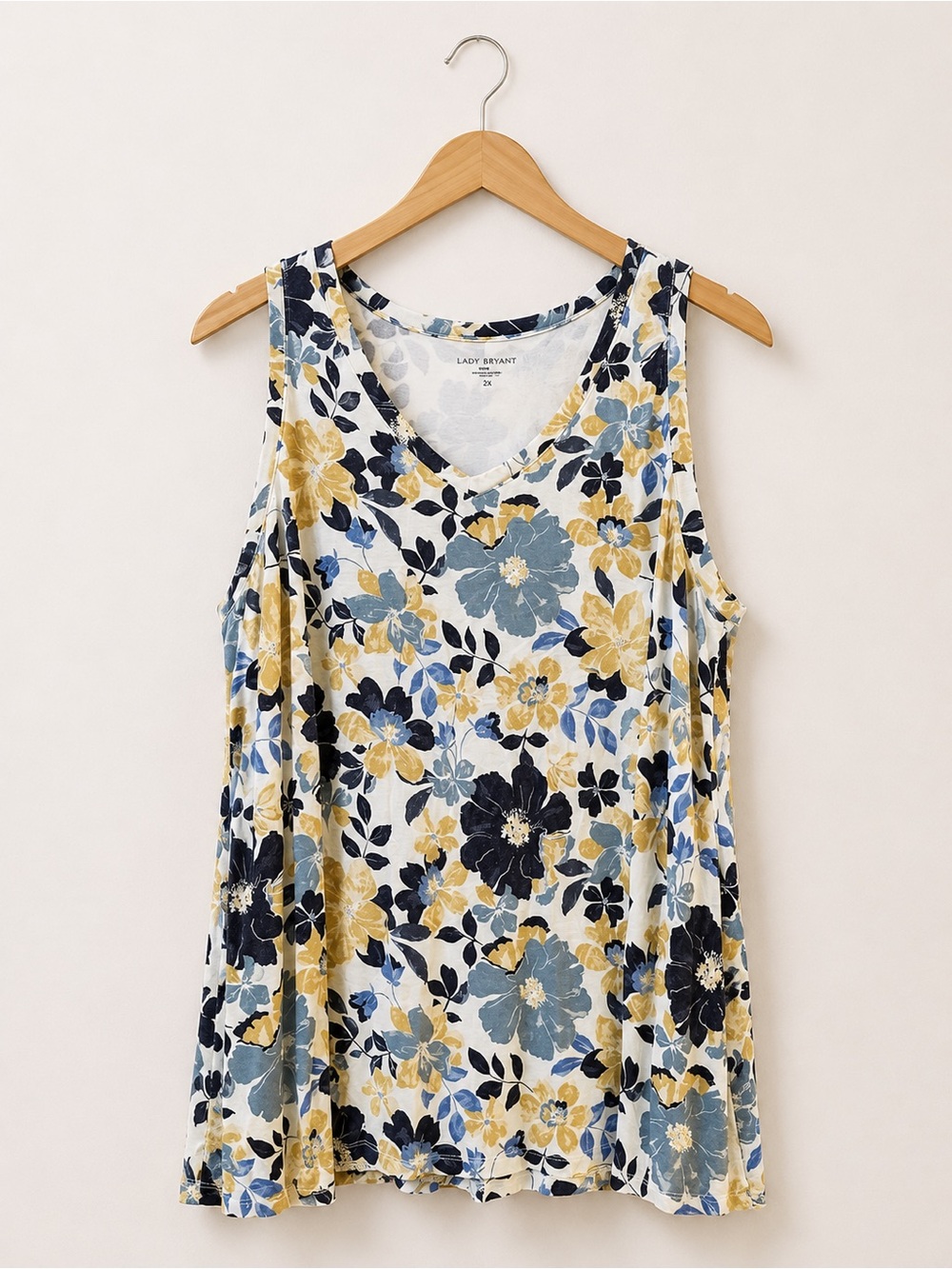 Lane Bryant Floral V-Neck Tank Top - Blue & Yellow 14/16
